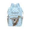 Yeshop Koala Bear Blue Polka Dot Personalized Diaper Bag Backpack Tote With Name,Custom Travel Nappy Mommy Bag Backpack For Baby