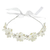 Ddazzling Flower Girl Headpiece Princess Wedding Headband Girls First Communion White Floral Wreath Hair Accessory (White)