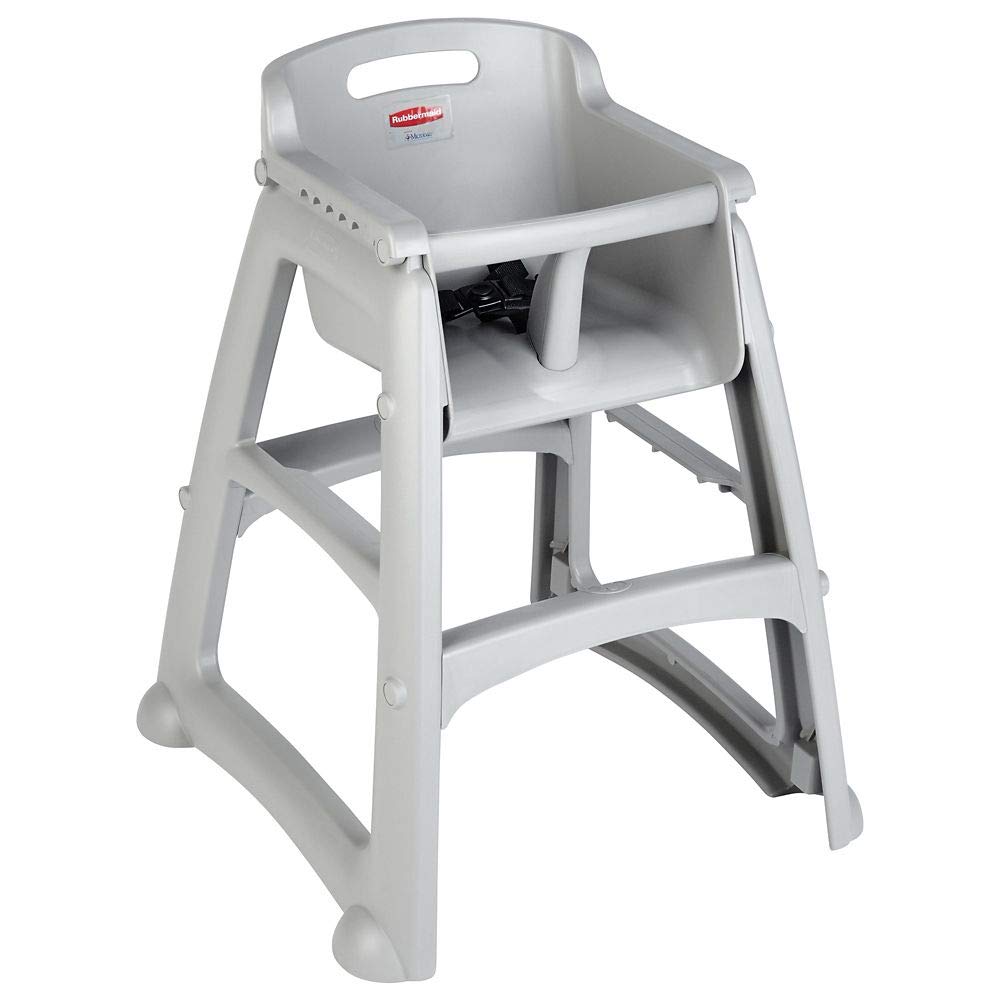 Rubbermaid Commercial Products Sturdy High-Chair, 33lb Capacity, Platinum, Pre-Assembled, Stackable, Fits Under Table for Child/