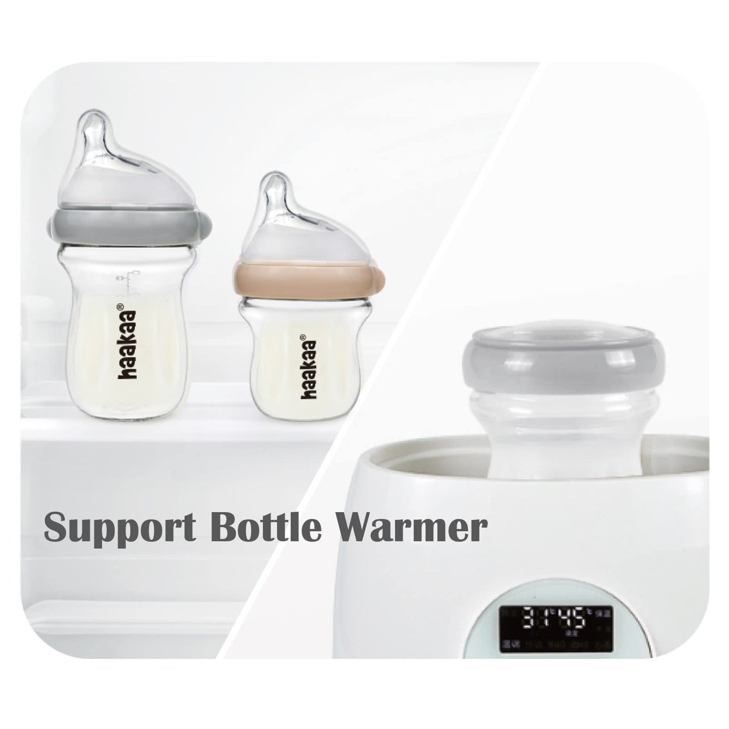 Haakaa Gen.3 Natural Glass Baby Bottle Set 4.2Oz & 6Oz - Wide Neck Anti-Colic Slow Varibale Flow Nipple, 0M+ 3M+ 6M+ Breastfed B