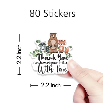 Cute Woodland Creature Baby Shower Thank You Stickers Labels,Forest Woodland Animals Sticker For Woodland Creatures Theme Baby S