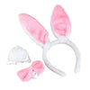 Binaryabc Bunny Rabbit Costume Set,Ears Headband Bow Ties Tail Set,Halloween Costume Assesories(White& Pink)