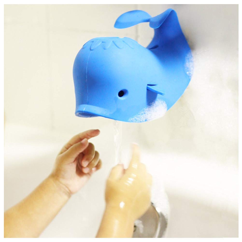 Odowalker Faucet Spout Cover Blue Cute Whale Design, Soft Silicon Bath Tub Toddlers Protection From Injury Cover Universal Fit B