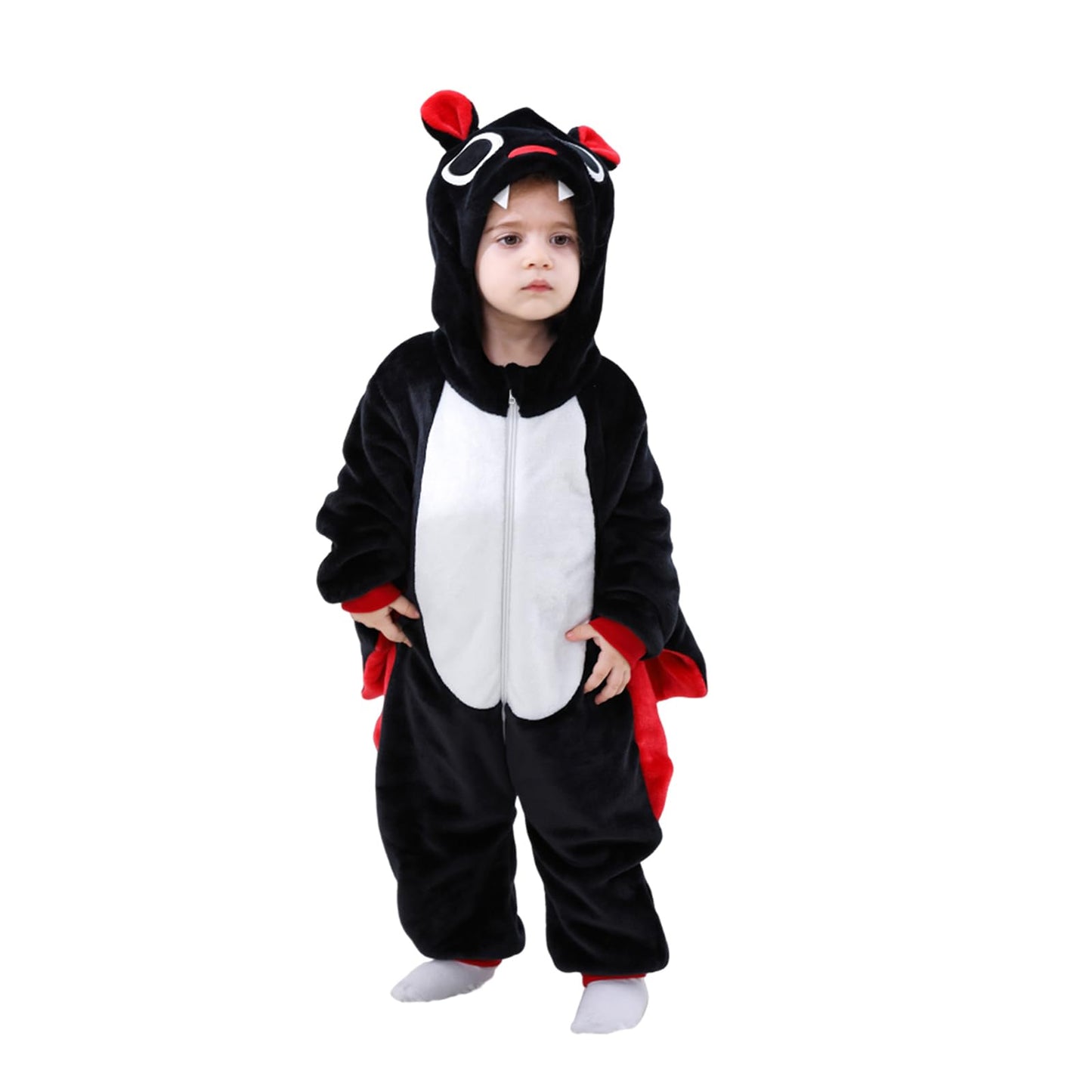 Muineobuka Newborn Baby Boy Girl Animal Costume Infant Cat Cosplay Hooded Bodysuit Toddler Fuzzy Warm Halloween Outfits (Red, 18