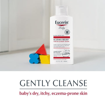 Eucerin Baby Eczema Relief Cream Body Wash, Fragrance Free Eczema Body Wash For Babies With Colloidal Oatmeal 13.5 Fl Oz Bottle