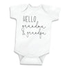 Bump And Beyond Designs Baby-Boys Hello Grandma And Grandpa Pregnancy Announcement Leotard White, 0-3 Months