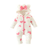 Newborn Baby Girl Hooded Jumpsuit Heart Cow Zip Up Long Sleeve Infant One Piece Romper Snowsuit Valentines Day Outfit (Heart Pin