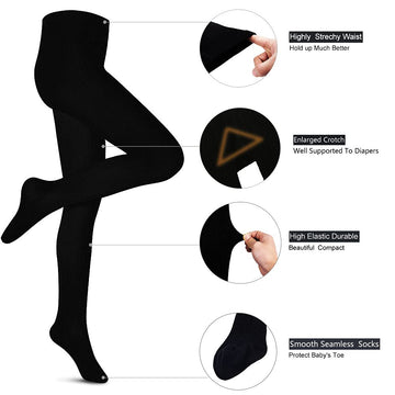 Petrass Girls Tights Toddler Cable Knit Cotton Footed Seamless Dance Ballet Baby Girls' Leggings 4 Pack Black/Ivory/Grey/Navy 9-