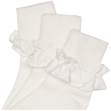Jefferies Socks Baby Girls Jeffries Newborn Misty Ruffle Turn Cuff 3 Pair Pack Socks, Ivory, 3-12 Months Us