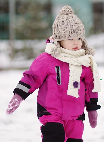 Baby Toddler Mittens Boys Girls Winter Outdoor Gloves Kids Easy-On Fleece Warm Mittens Purple Pink Rose 3 Pairs M(1-2 Years)