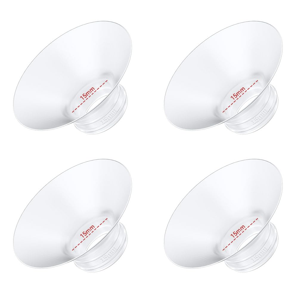 4PC Flange Insert 15mm Compatible with Momcozy M5/M6/M9/S12 Pro/V1 Pro/V1 Pro Breast Pump, Fit for Eufy/Elvie/Medela/Spectra/Lan