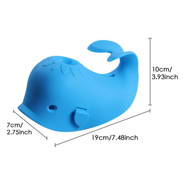 Odowalker Faucet Spout Cover Blue Cute Whale Design, Soft Silicon Bath Tub Toddlers Protection From Injury Cover Universal Fit B