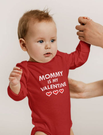 Tstars Valentines Baby Boy Girl Outfit First Valentine'S Day Clothes Mommy Is My Valentine Long Sleeve Infant Bodysuit 18M Red