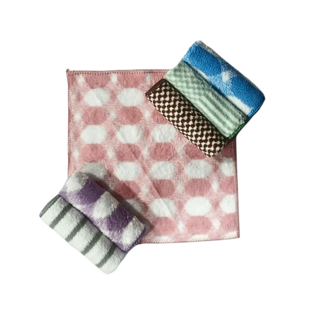 KLEANSHINE Soft Microfiber Baby Face Washcloth 25x25 cm Pack of 6 Multicolor | Gentle Infant Cleaning Towel Newborn Wipe Absorbe