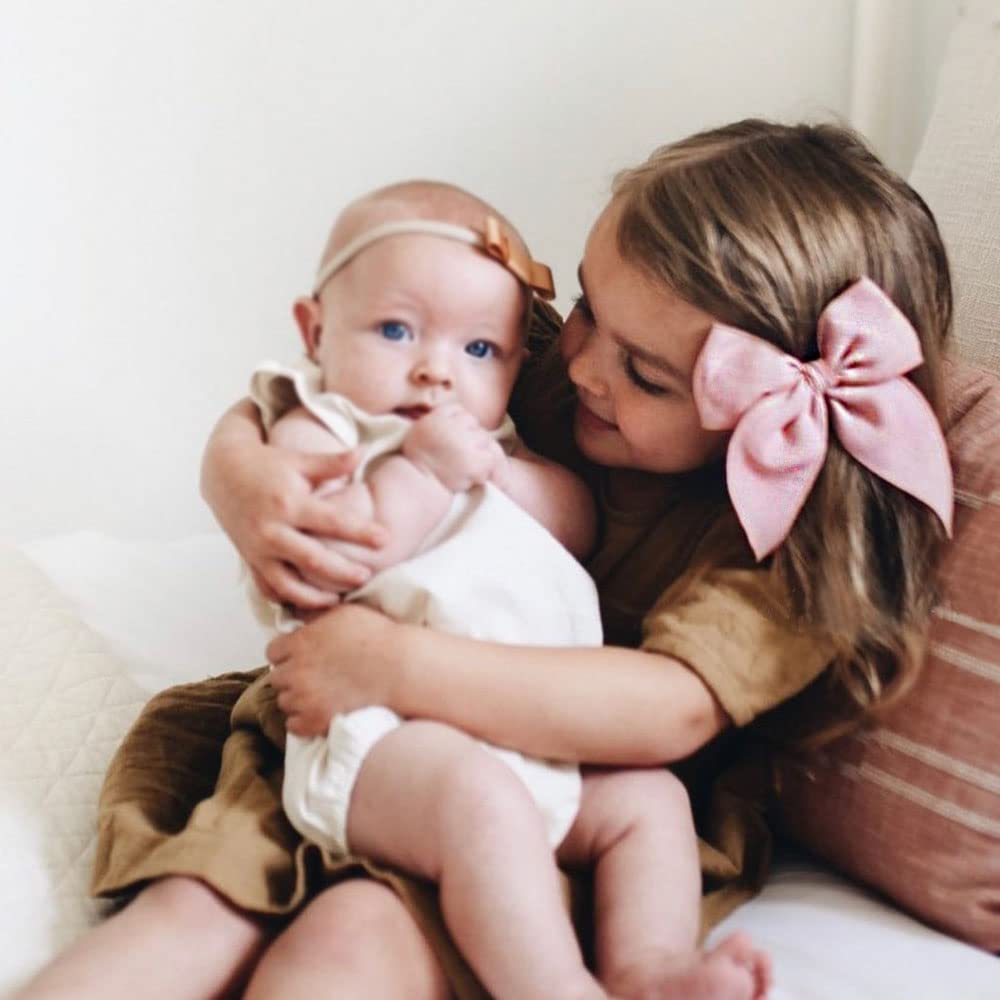 Niceye Pack Of 20 Girls Solid Color Hair Bows Cotton Linen Alligator Hair Clips Or Little Girls Toddlers Kids Neutral Handmade H