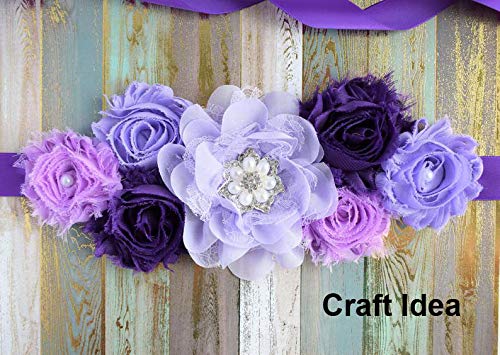 Yycraft 15Pcs Purple/Lavender Chiffon Lace Hair Flower For Girls Headband Baby Flowers Bows,Crafts,Party Decoration(2'-4.5')