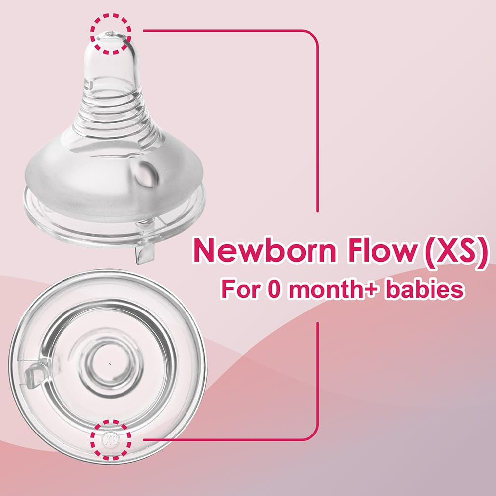 Nenesupply Natural Baby Bottles Newborn Flow Feeding Bottles Breastfeeding Bottle For Breastfed Babies Wide Neck 4.7Oz Anti Coli