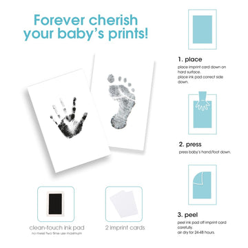 Pearhead Baby Hand And Footprint Kit - Inkless No Mess Clean-Touch Ink Pad, Newborn Keepsake Frame, Nursery Decor Essentials, Pe