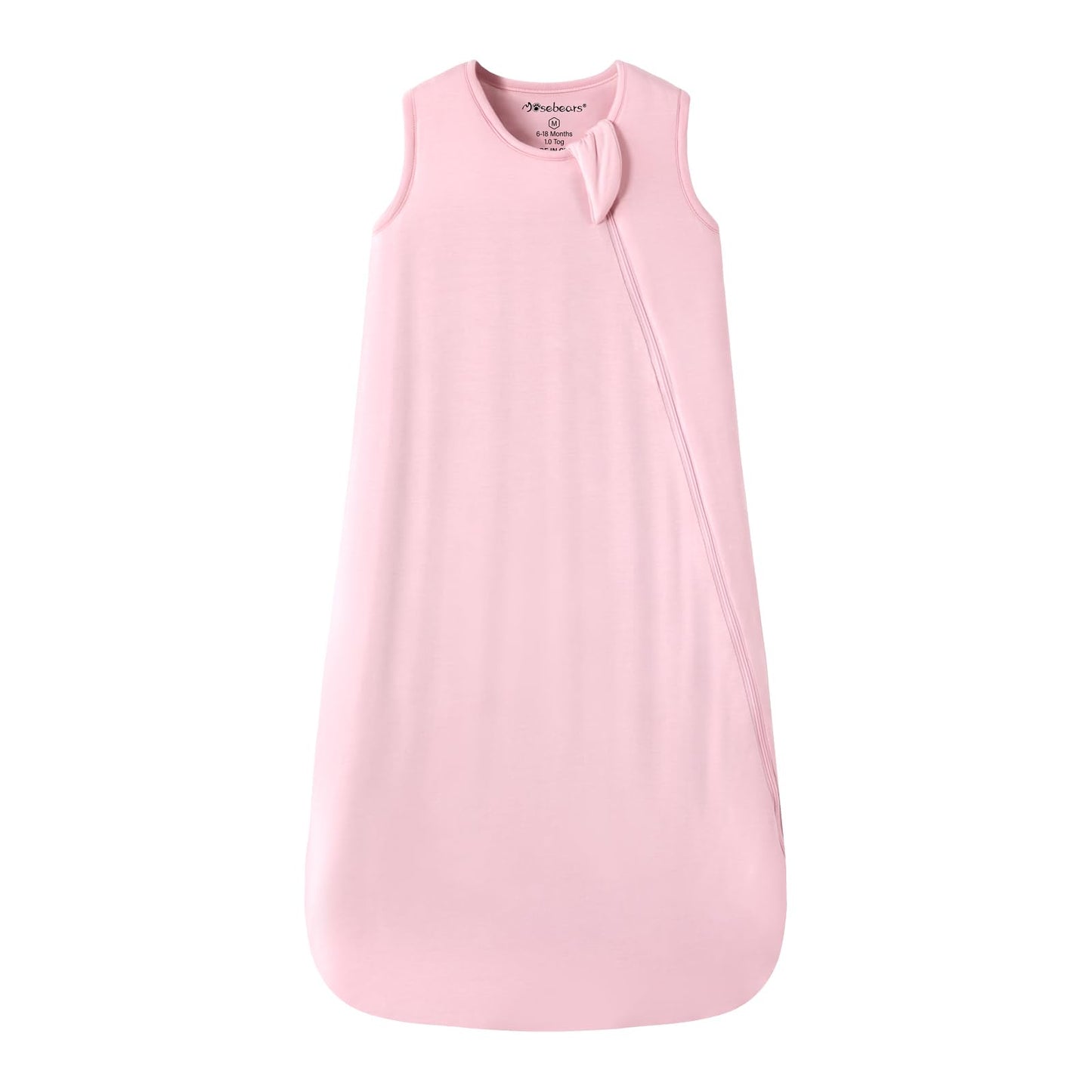 Mosebears Unisex Baby Sleep Sack 1.0 TOG, Supersoft Rayon Made from Bamboo Wearable Blanket with 2-Way Zipper (Blush,6-18 Months