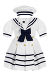 Igirldress Baby Toddler Girls Nautical Sailor Dress With Hat 6Mos White