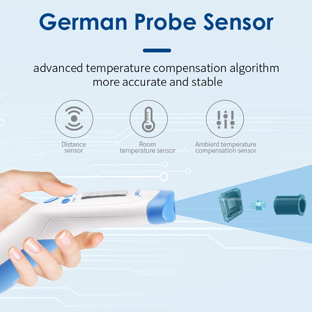 Berrcom Non Contact Infrared Thermometer Digital Forehead Thermometer With Fever Alert And Lcd Display 3 In 1 Contactless Thermo