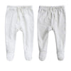 Owlivia 100% Organic Cotton Baby Boy Girl 2-Pack Footed Pants Wiggle Pants Jogging Pants(White & Grey Melange, 0-3 Months)