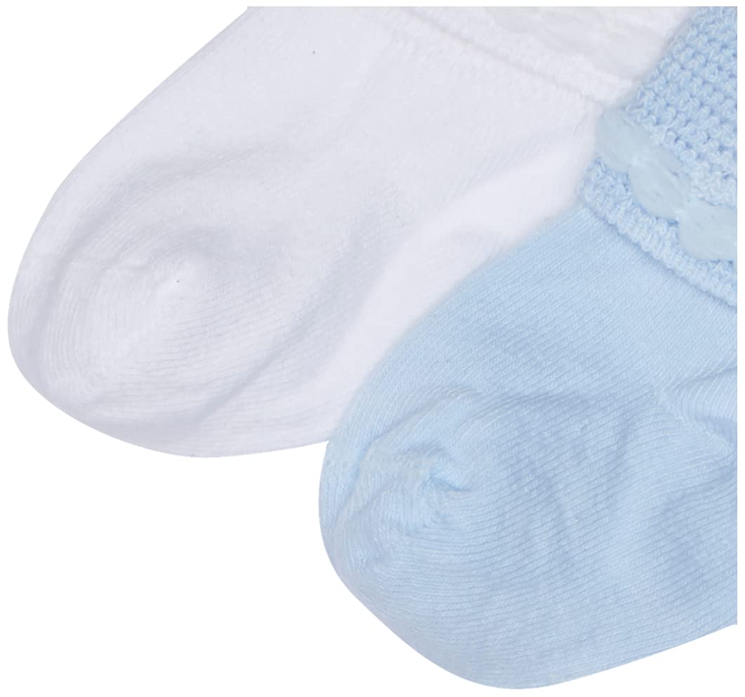 Jefferies Socks Baby Newborn Bubble Stitch Rock-A-Bye Bootie 6 Pair Pack Socks, Blue/White, Newborn