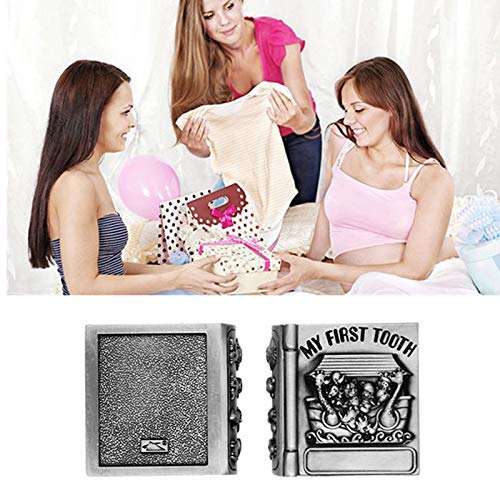 First Curl And First Tooth Keepsake Box For Kids Metallic Engraved Cute Shape, Silver Tooth Holder, Tooth Collection Organizer,