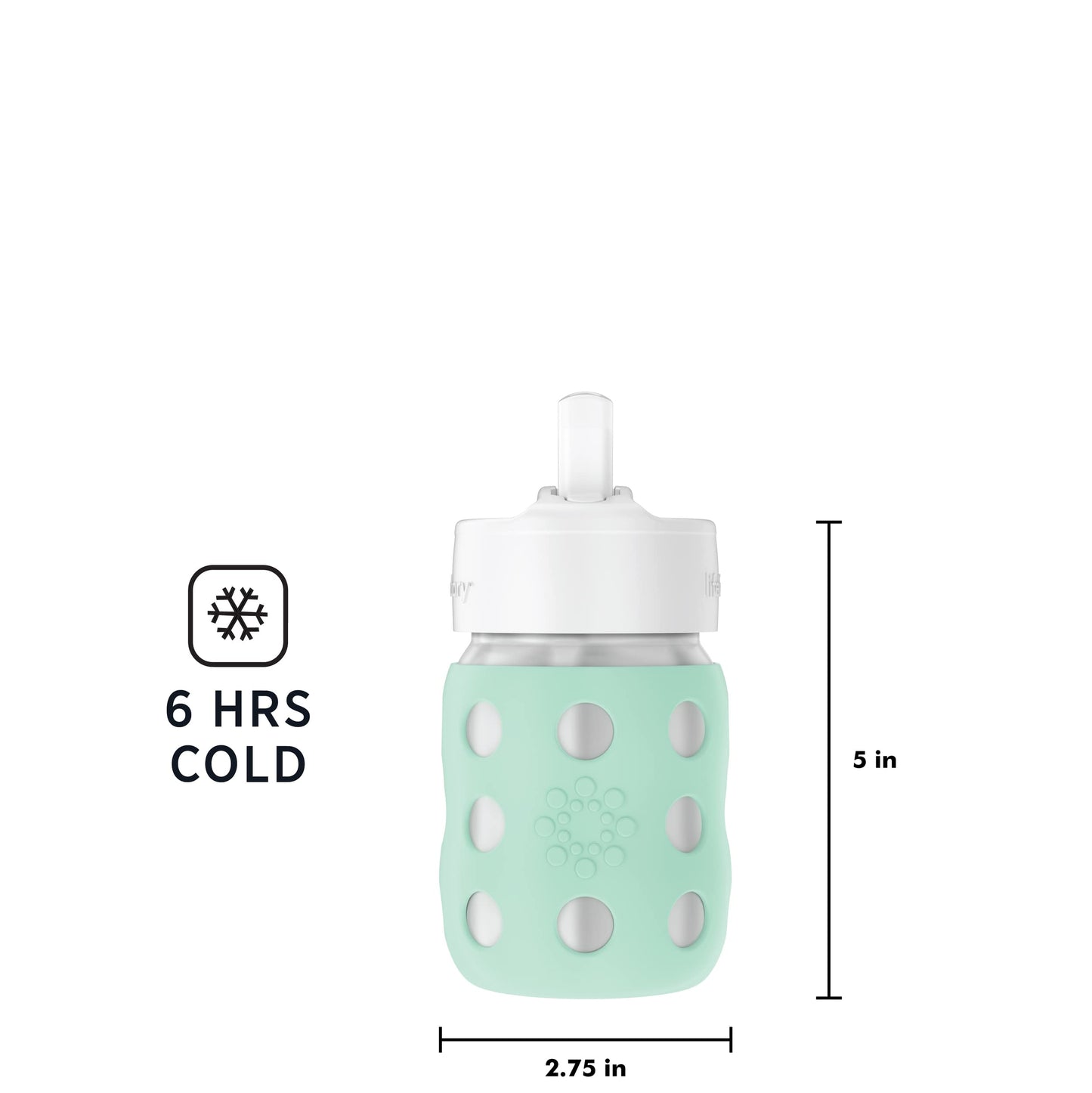 Lifefactory 8-Ounce Stainless-Steel Vacuum-Insulated Wide-Neck Baby Bottle With Straw Cap, Mint, Ls2241Wmi4