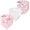 Jn&Lulu 3 Pack Newborn Baby Bibs Bandana Drool Bibs For Drooling Cotton Baby Gifts (Pink Elephant)