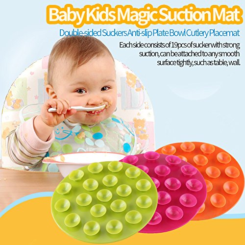 (Pack Of 2) Creative Children'S Tableware Sucker Baby Kids Magic Suction Mat Portable Double-Sided Suckers Anti-Slip Plate Bowl