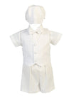 Baby Toddler Boys Christening Plaid Vest & Bowtie W/Short Set 12-18Mos White