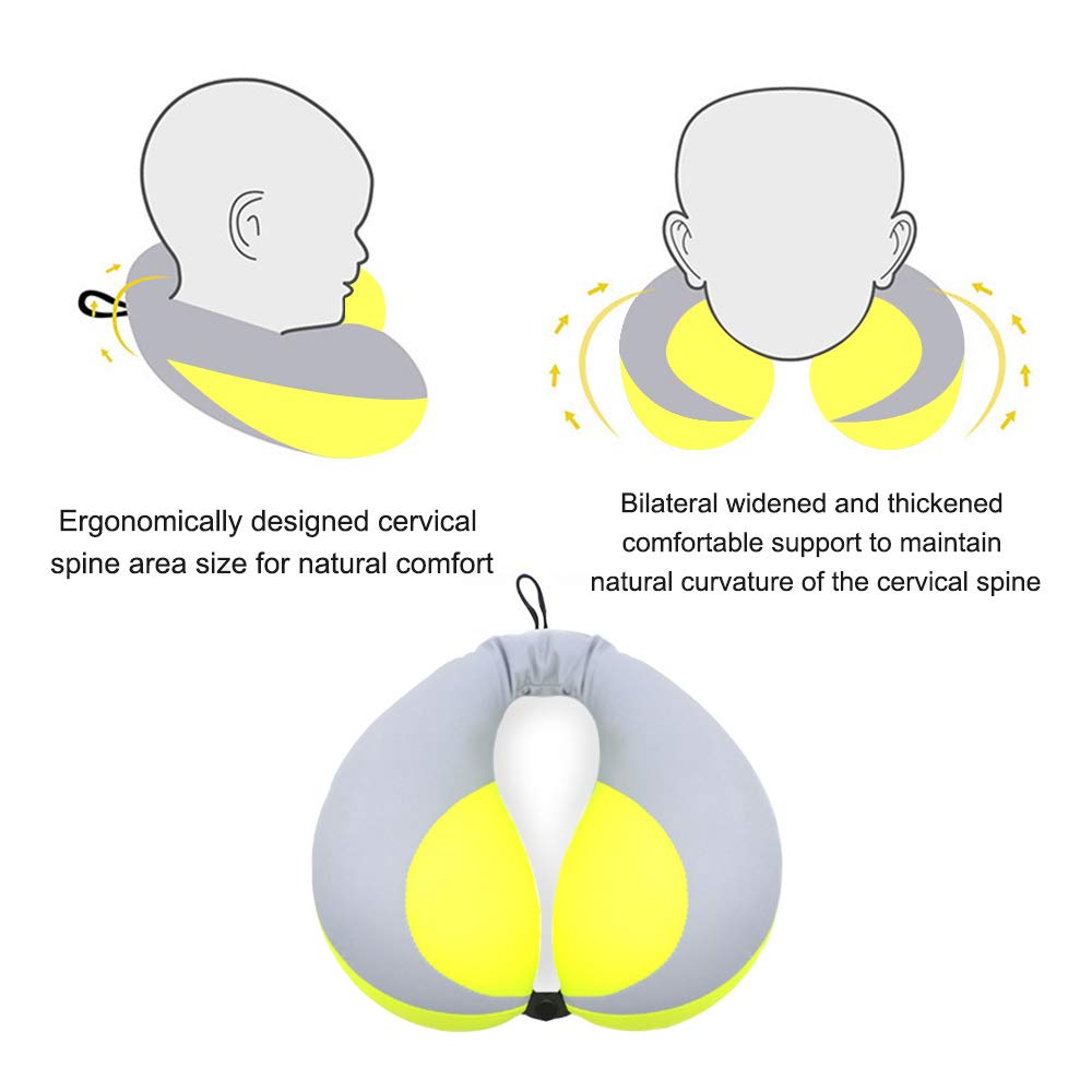 Moob Kids Travel Pillow For Car Seat Kids U-Shape Travel Neck Pillow Support Children Stroller Pillow Grey Yellow