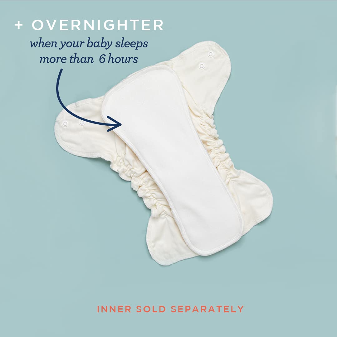 Esembly Overnighters - Organic Cotton Cloth Diaper Booster Inserts with Stay-Dry Fleece - Reusable Nighttime Absorbency Doublers