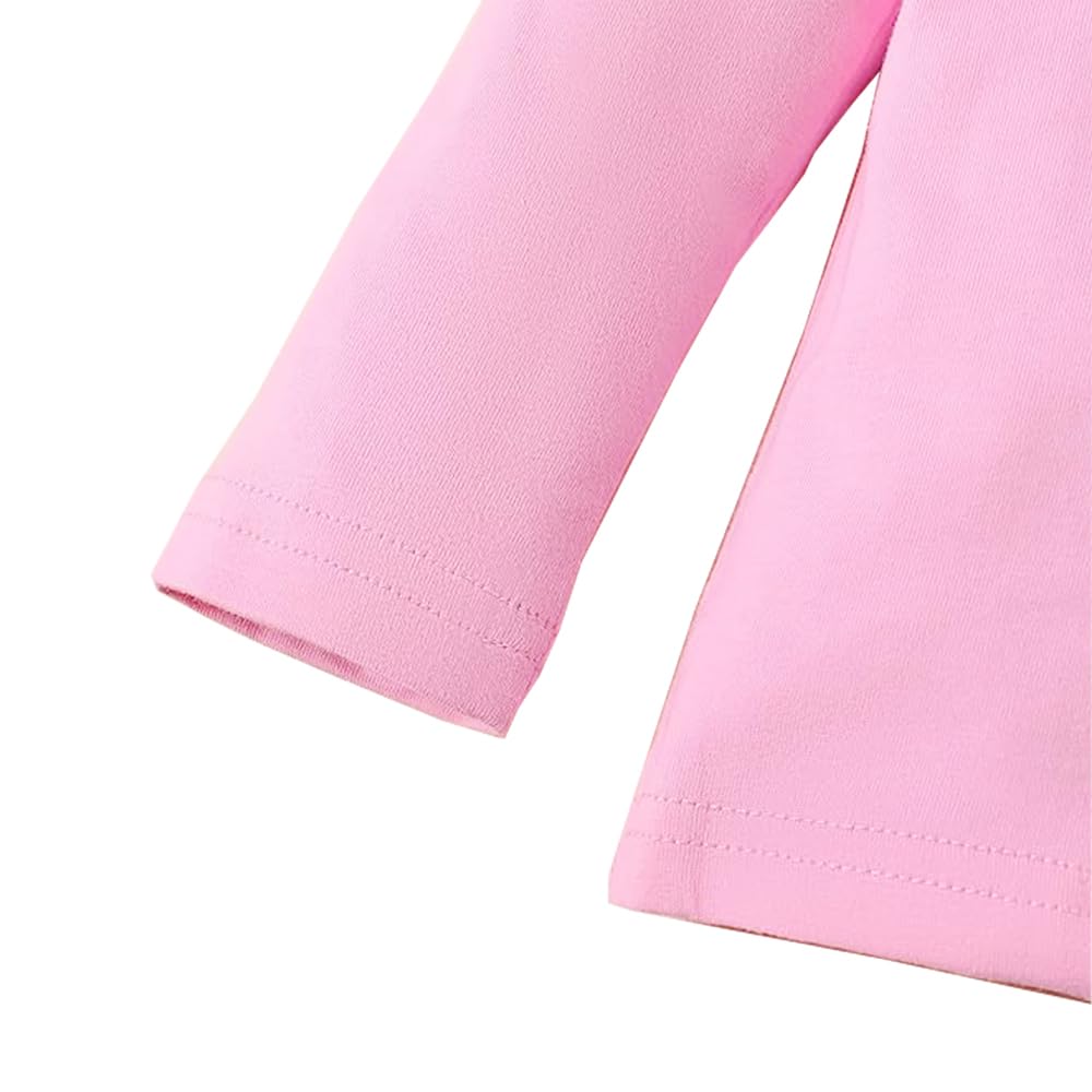 Toddler Girls Valentine Day Shirts Pink Ruffle Long Sleeve One Love One Heart Donut Tops For Kid Girl 2-3 Years