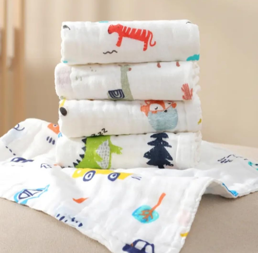 Khillayox Muslin Baby Washcloths Soft Reusable Baby Towels 25x25 cm White Cotton Face Cloths for Newborns Infants Toddlers (12)