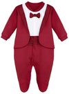 Lilax Baby Boy Gentleman Tuxedo Footie Christmas Holiday Outfit With Bow Tie Newborn Red