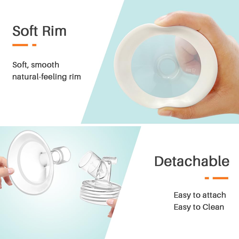 Pumpmom-Us 17Mm Oval Flanges With Soft Rim Compatible With Spectra S2 S1 9 Plus Breastpumps Accessories, Replacement Breast Shie