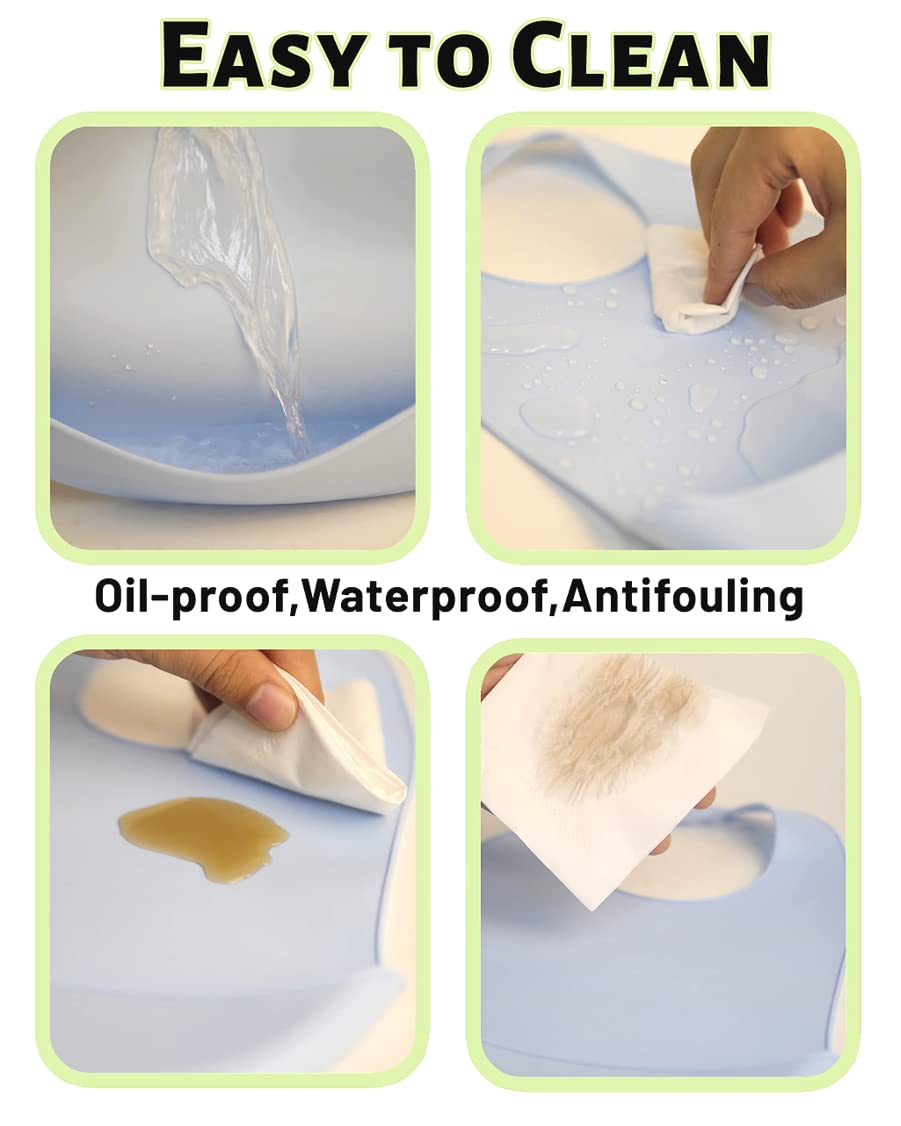 Df Dualferv 4 Pcs Silicone Bibs, Baby Bibs, Bibs For Baby Girls And Baby Boys, Waterproof Of Baby Bib, Adjustable Toddler Bibs