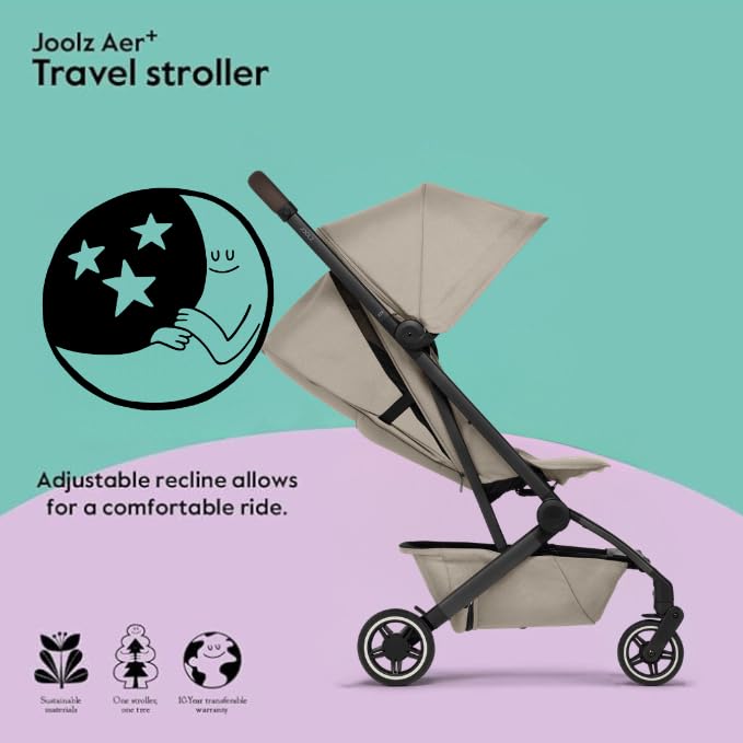 Joolz Aer+ Lightweight & Compact Travel Stroller - Portable One-Hand Fold Design - Ergonomic Seat For Infant & Toddler (Up To 50