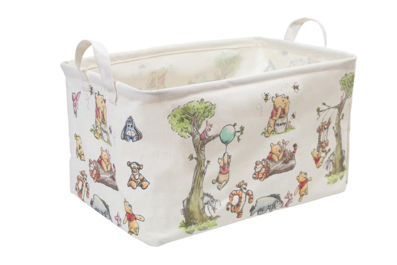 CORODER Rectangle Cute Bear Nursery Storage Basket With A Waterproof PE Coating, Foldable Large Canvas Laundry Hamper, Decorativ