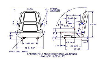 Rotary 14845 Comfort Ride Mower Seat With Armrests