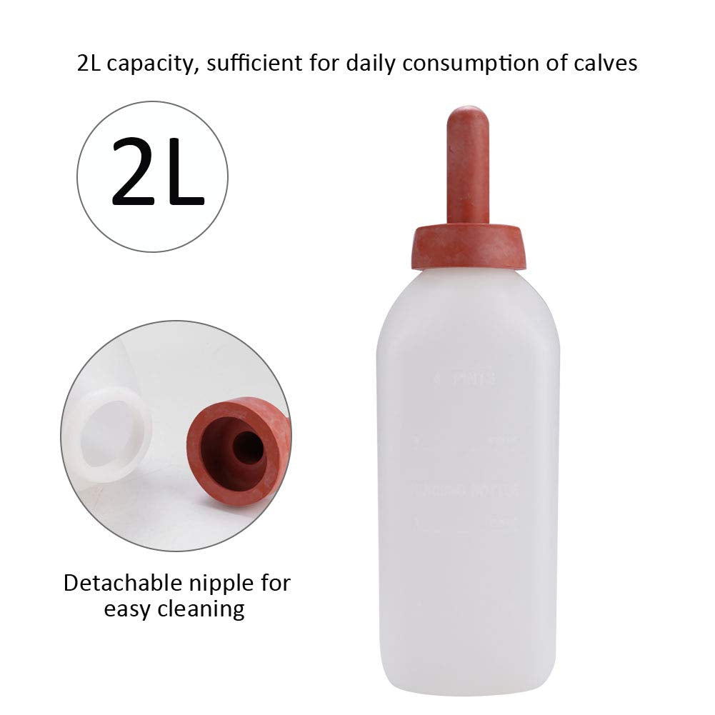 Calf Nursing Bottle, 2L Calf Cow Feeding Milk Bottle Cups Nursing Calf Milk Feeder Bottle Detachable Nipple Without Handle Farm
