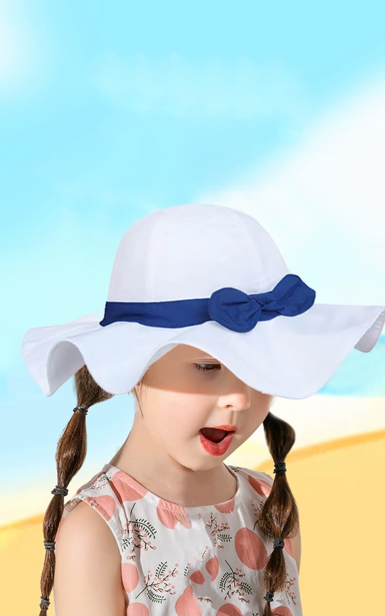 Vimeet Kid Baby Summer Hat Baby Sun Hat Toddler Beach Hat Baby Bucket Hat White
