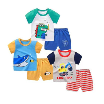 Vagefun Baby Boy Shorts Set - Toddler Summer Clothes With Dinosaur Cotton Tops + Shorts Outfits Clothing 6 Months-4 Year