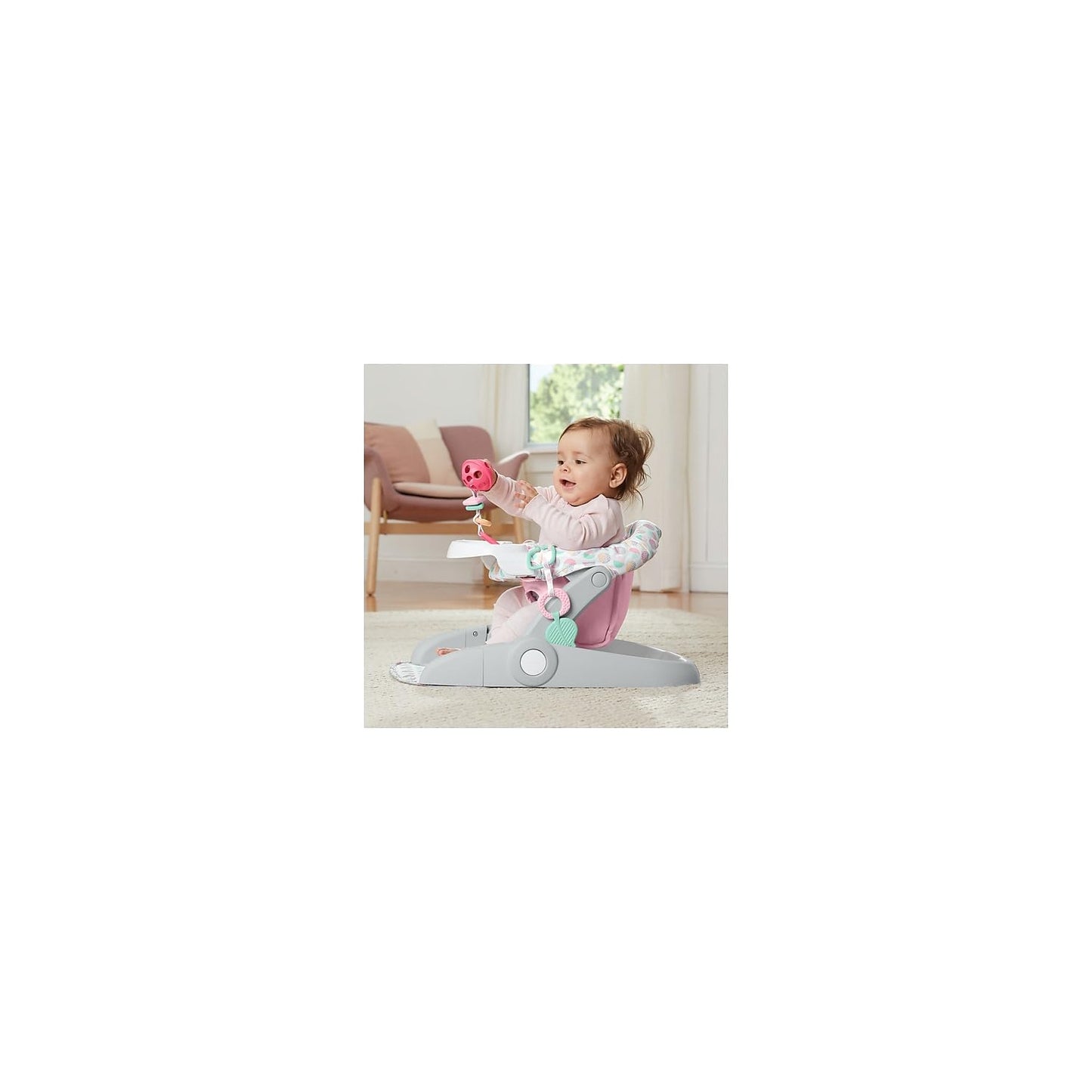 Summer Infant Learn-To-Sit Stages 3-Position Floor Seat, Sweet-And-Sour Pink - Sit Baby Up To See The World - Activity Seat Is A