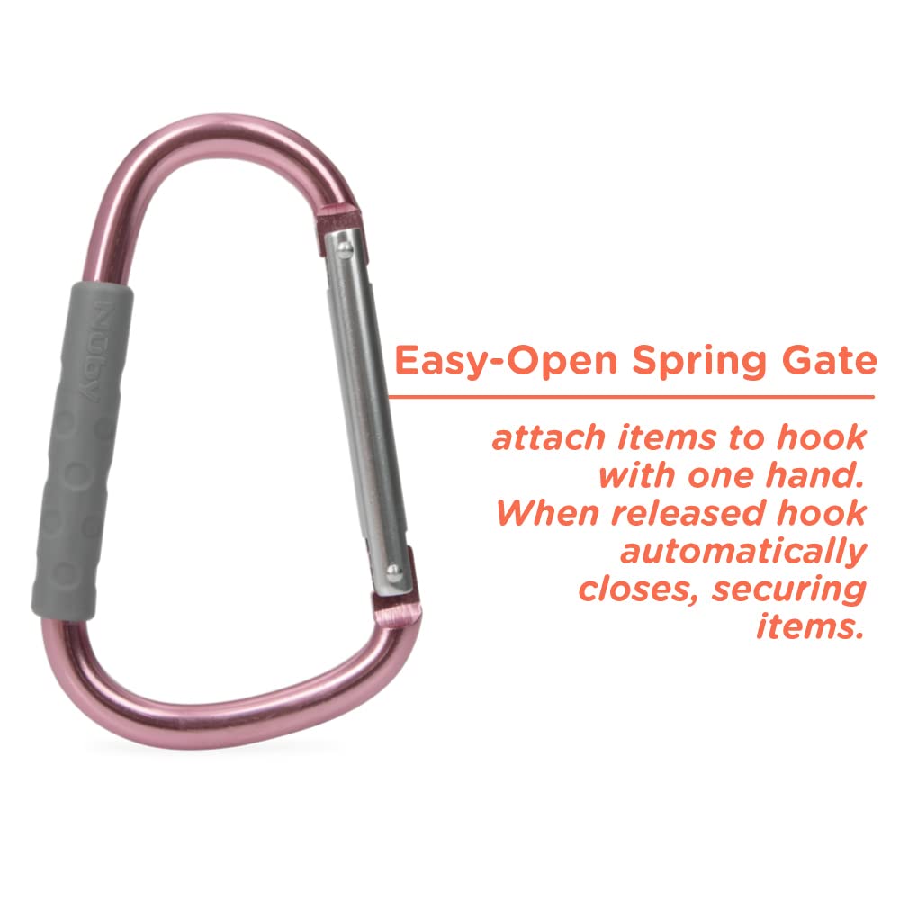 Nuby Large Handy Hook Carabiner Stroller Clip With Textured Soft Grip: Rose Gold