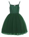 Lyxiof Toddler Tutu Dress Baby Girls Tulle Sleeveless Princess Party Sundress Dark Green 2 Years