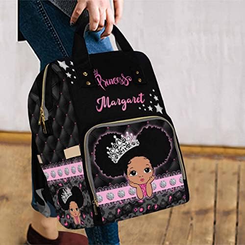 Artsadd Personalized Baby Bag - Large Capacity Diaper Bags With Princess Crown Design, Custom Name Backpack For Daughter Or Gran