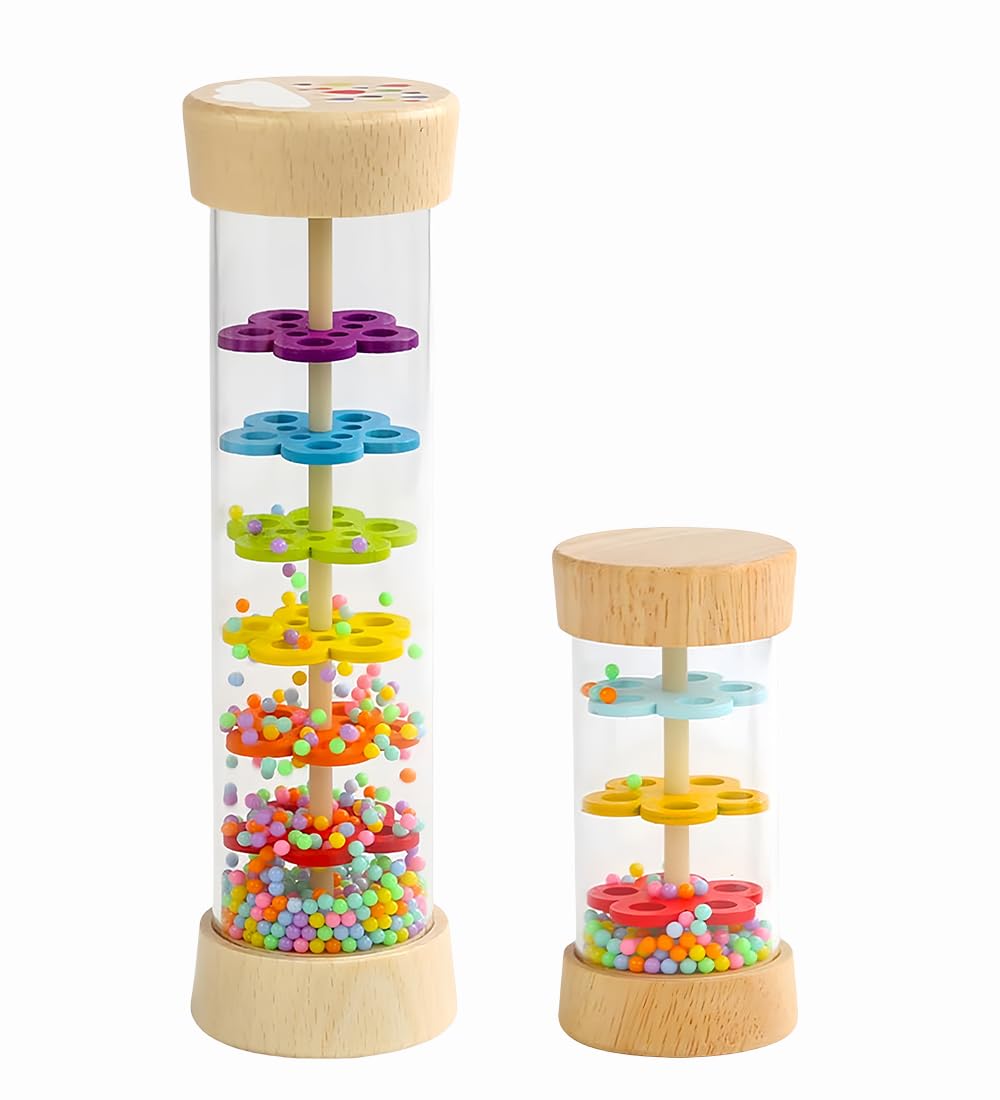 Rain Stick, Wooden Rainmaker Montessori Toys for Baby 6-12 Months, Rain Stick Baby Toy,Baby Rattle Sensory Development Toys, Rai